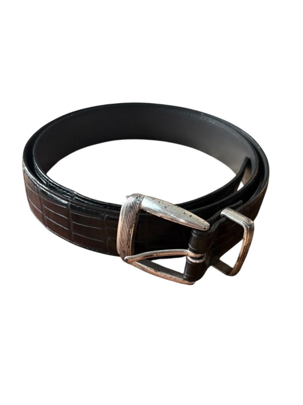 Brighton 04977 Black Leather Belt Mens Size 38 100% Genuine Leather Very Unique